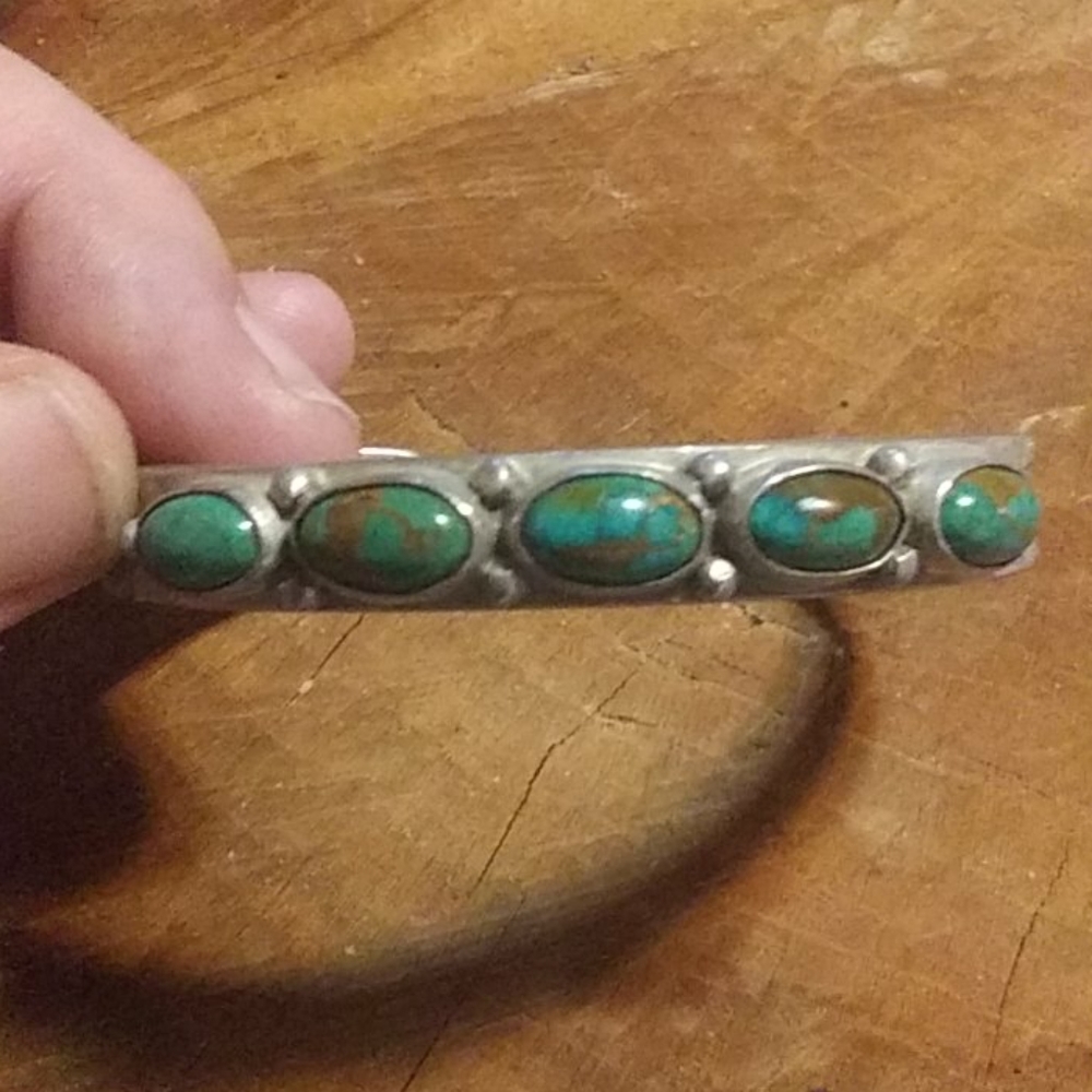 Turquoise pewter cuff bracelet